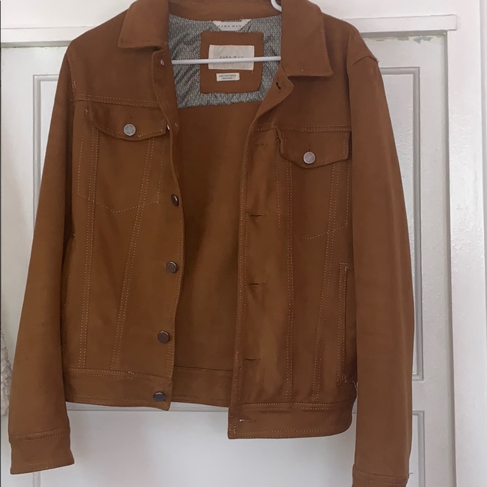Mens Zara Suede Camel Jacket